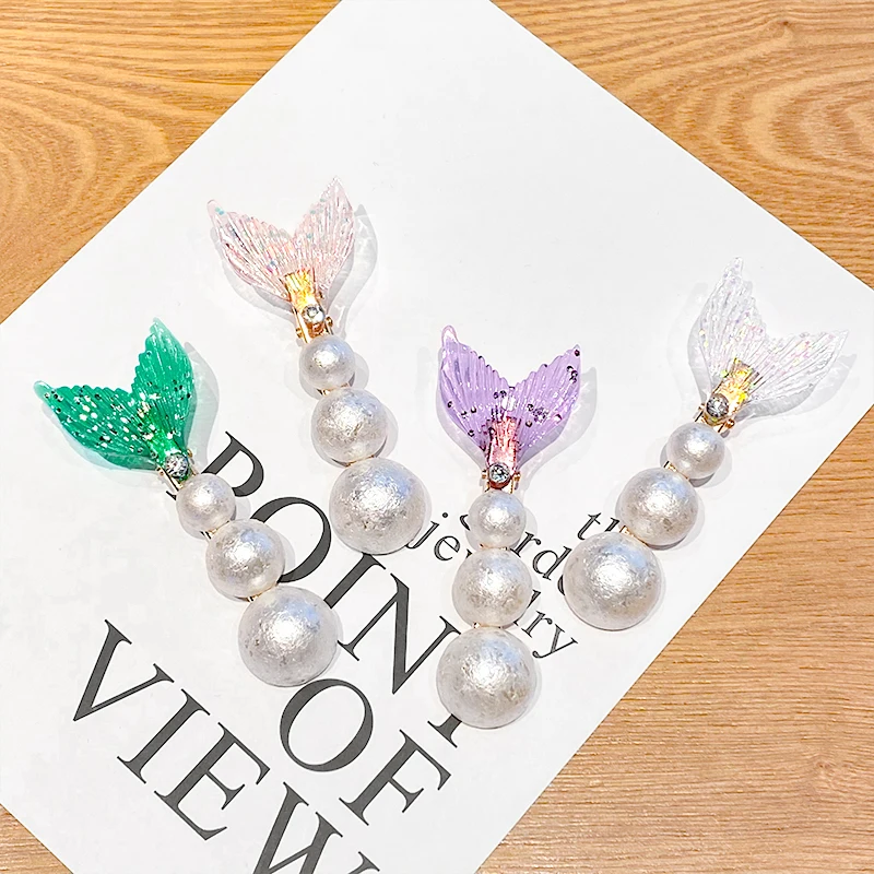 

New Women Girls Cute Pearls Fish Tail Barrettes Sweet Headband Mermaid Ornament Clips Hairpins Fashion Hair Accessories