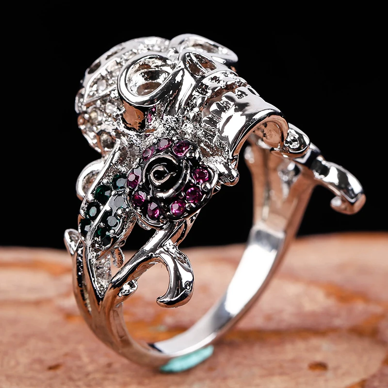 

New Fashion Rings For Women Silver Color Ring Punk Style Men Skull Gothic Party Ring Jewelry 2020 Drop Shipping 30M272