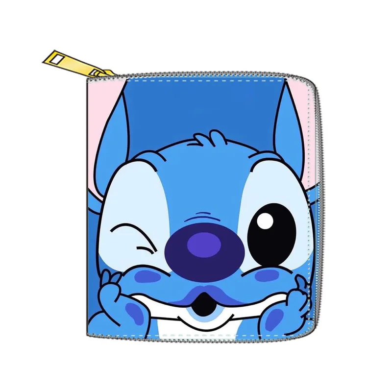Новинка кошелек для монет Disney Stitch из ПУ кожи короткий маленький на молнии Длинный