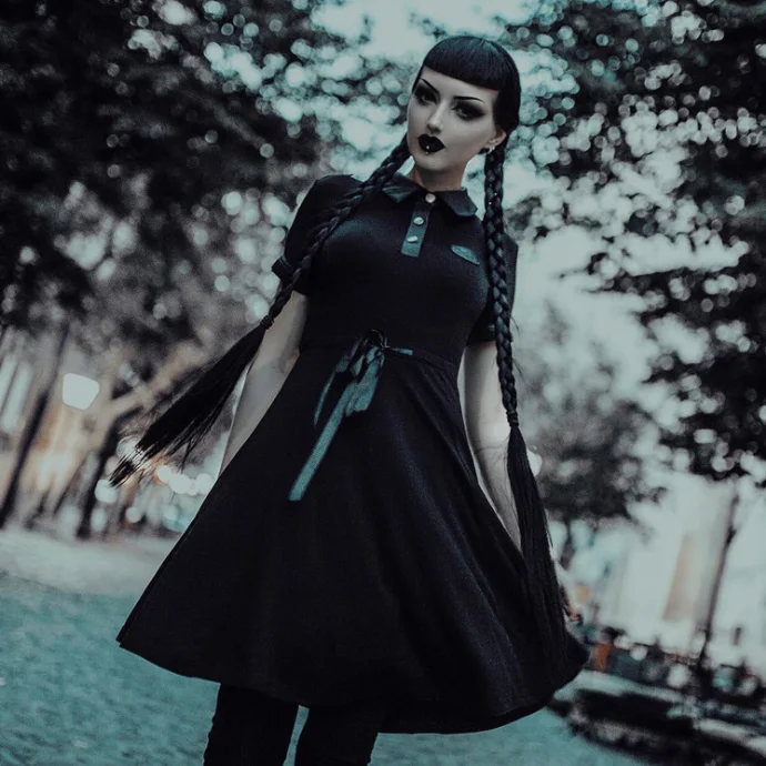 Гот темно эстетические элегантные однотонные Лоскутные платья для женщин в