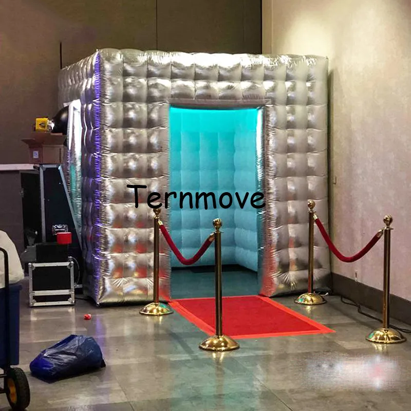 Kopen Zilver Goud Led Opblaasbare Foto Booth Opblaasbare Kubus Tent Bruiloft Booth Voor Bruiloft Reclame Party Event (1 Gratis Logo)