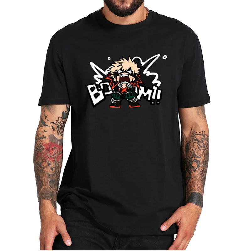 Футболка с надписью Моя геройская Академия Katsuki Bakugo BOOOM из 100% хлопка коротким