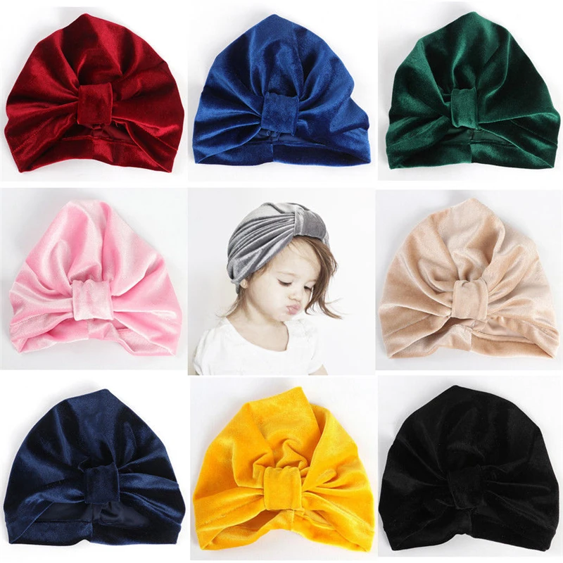 

AA Fashion Baby Girl Hat Cap Cute Newborn Baby Bow Beanie Toddler Infant Velvet Turban India Hats Children Hat Hair Accessories