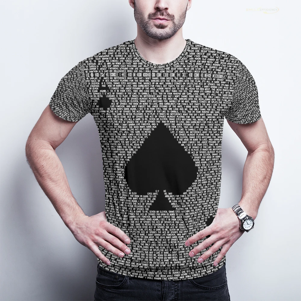 

2021 Men's Men's T-shirt New Short Sleeve T-shirt Casual Spades A Letter Printed Loose Top Men's Loose Top T-shirt