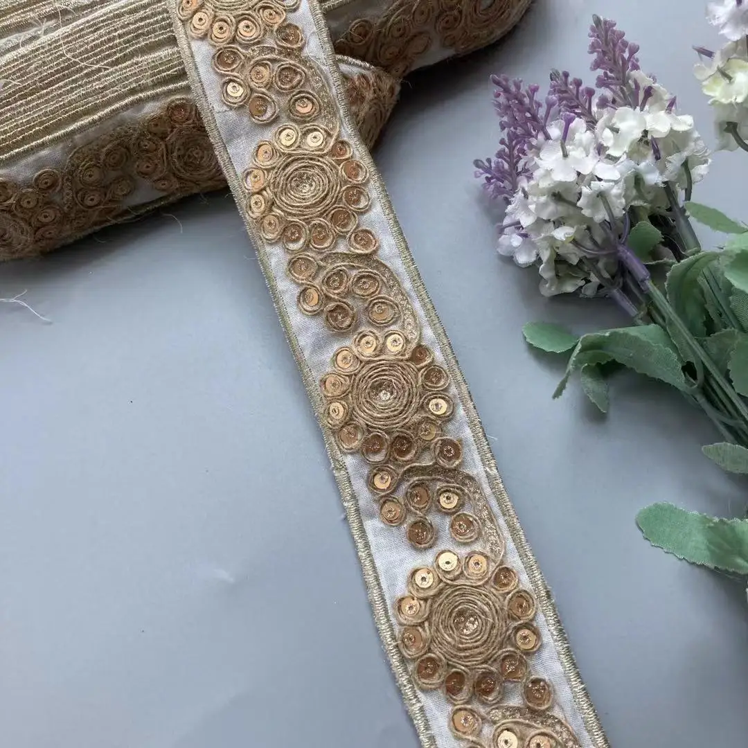 1 ярд кружевная ткань с блестками вышивка Цветочная отделка цветочные блестки