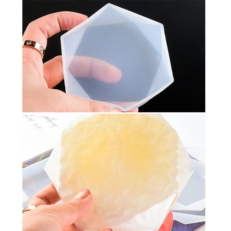 

3Pcs Faceted Rectangle Hexagon Resin Casting Mold Hexagonal Tray Silicone Mold X7YA