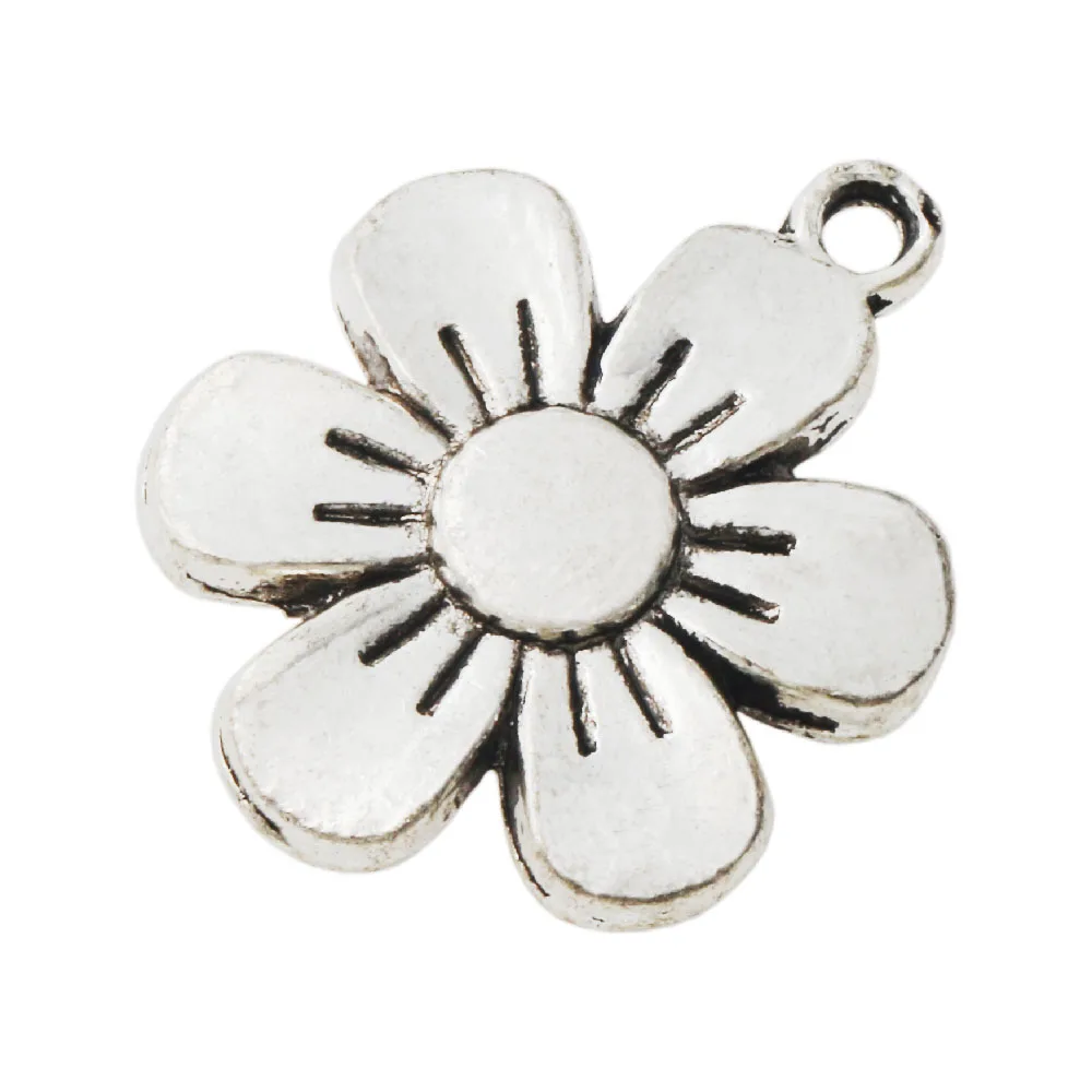 

6-petal Flower Spacer Charm Beads 25pcs Zinc Alloy Pendants Alloy Handmade Jewelry DIY L338 17x21.6mm