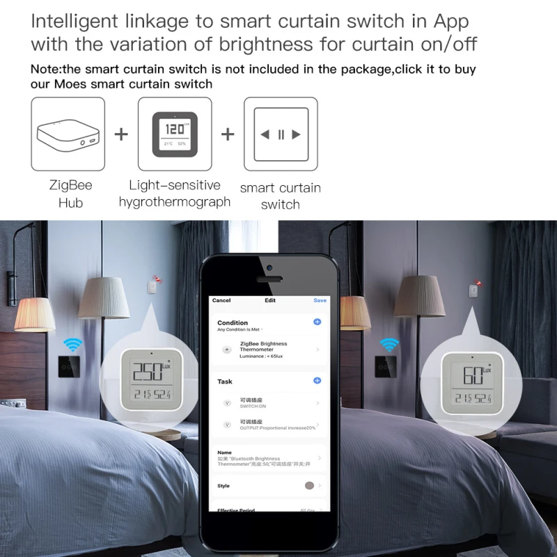

Tuya Zigbee Smart Home Temperature Sensor Humidity Detector Smart Life App Real-time Check Detector Work With ZigBee 3.0 Gateway