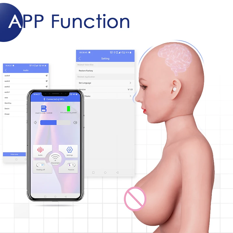 Head #56 158cm 5ft F-cup Smart Sex Dolls real silicone love doll--Touch Sensors Online Audio Heated Temperature Control | Красота и
