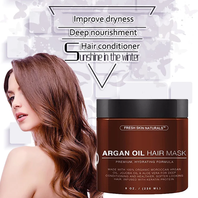 

Argan Oil Hair Mask Moisturiser Essential Oil For Improve Frizz Hydrating Nutrition Nourishing Hairdressing Supple Styling Care
