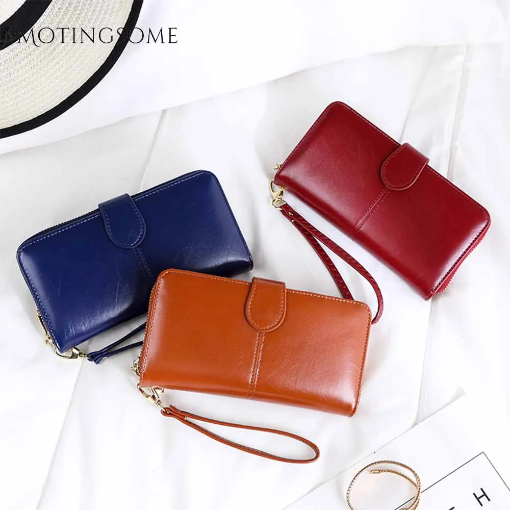 Стильные женские кошельки с масляным воском искусственная кожа длинный стиль