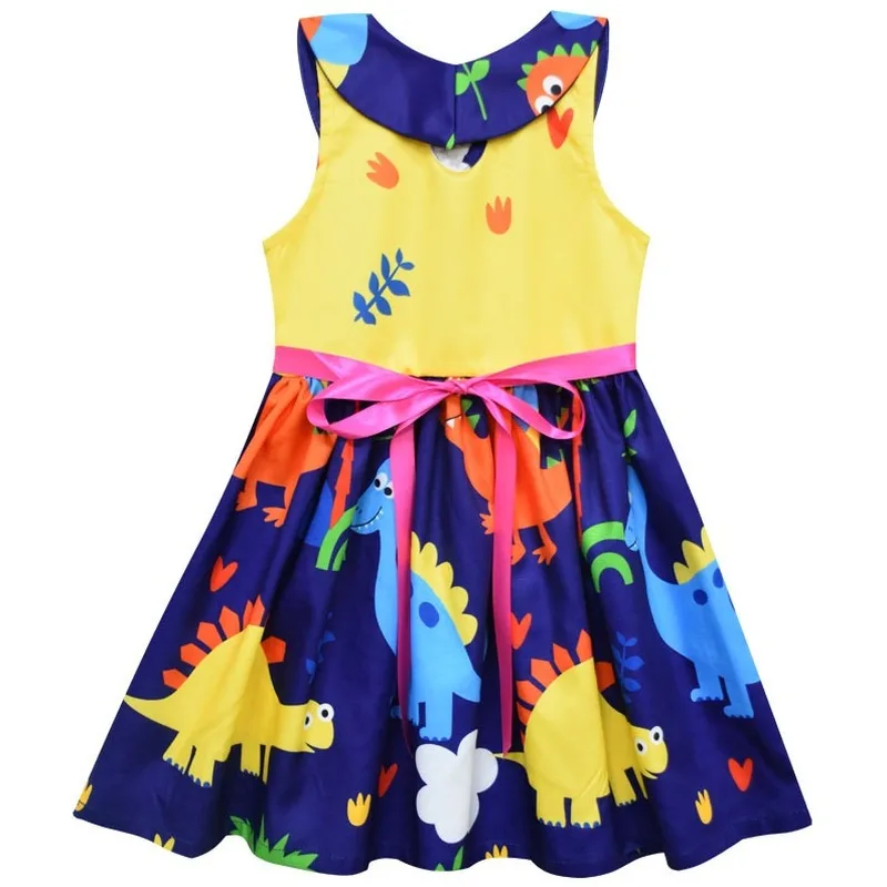 2020 Girl Christmas Party Cosplay Dinosaur Dress Little Girls Dresses Princess Printing Sleeveless Clothing Kids Clothes | Детская