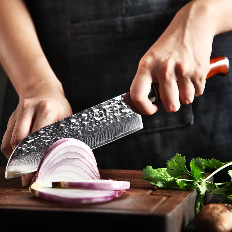 YARENH 7 inch Santoku нож шеф-повара японский VG10 филе нож Дамаск Сталь овощей Ножи лучшие sharp Professnal Кухня Ножи