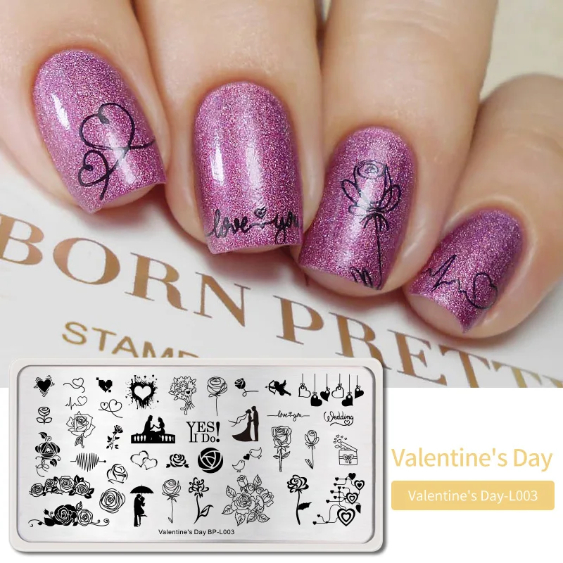 Valentines Day5 BORN PRETTY дизайн ногтей штамп штамповка шаблон цветок геометрии любовь DIY маникюр изображение пластины из нержавеющей стали дизайн ногтей трафарет - Цвет: Valentines Day5
