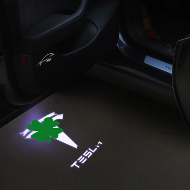 Modification 2PCS Led Car Logo Shade Welcome Light Decorative Signal Lamp For Tesla Model 3 | Автомобили и мотоциклы