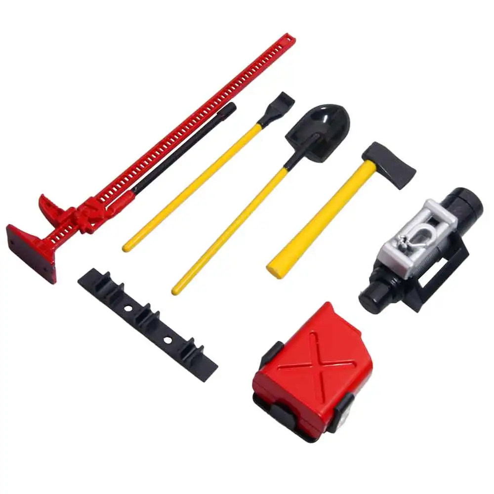 6pcs 1/10 Scale Garage Accessories Tools Hi-Lift Jack Winch Shovel Jerry Can Axe Toy for RC Crawler Truck SCX10 TRX4 D90 CC01 - купить по