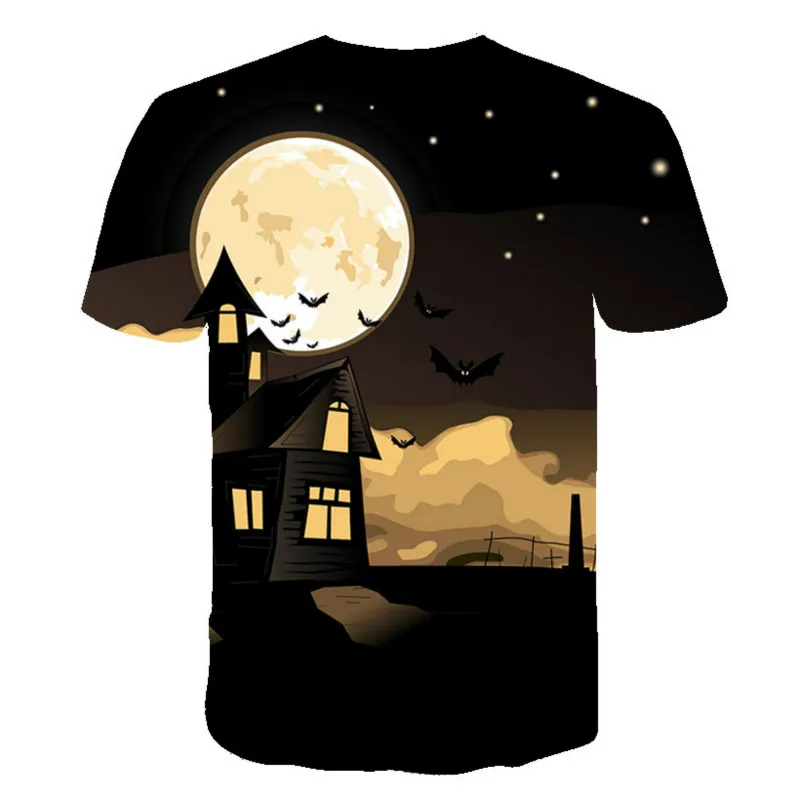 

Wild Trend Halloween T-shirt Men's Solid Color Horror 3D Printed T-shirt O-Neck Street Top The Best Selling Fun T-shirt 2021