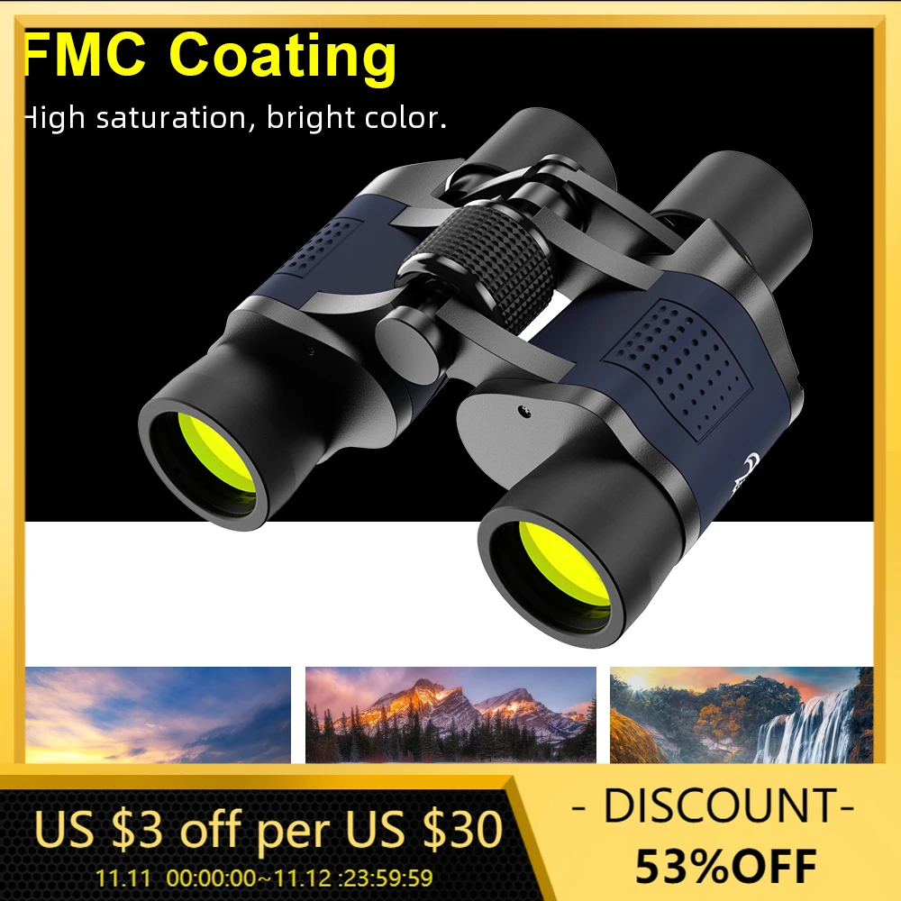 

60x60 телескопы Hd бинокль компактный охотничий дикий поле обзор Bak4 призма Низкое освещение для наблюдения за дикой природой