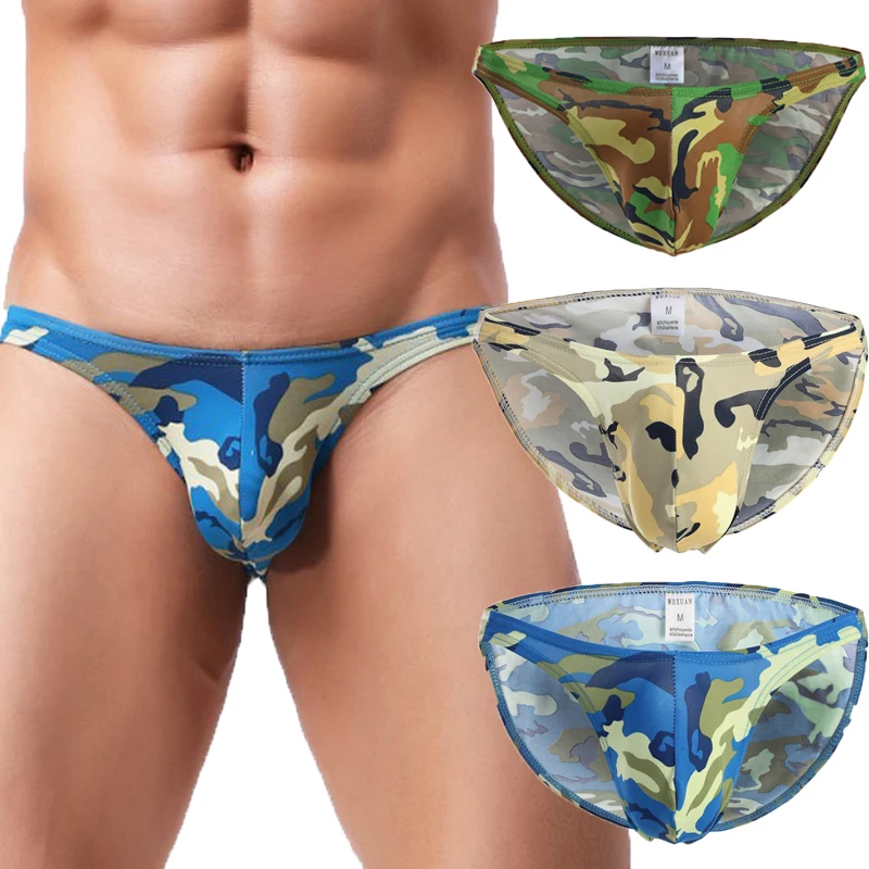 Сексуальные мужские плавки с камуфляжным принтом мини-белье Calzoncillos Cueca Slip Hombre
