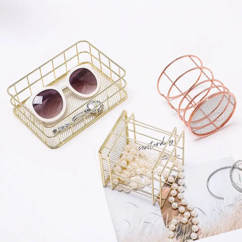 Office Supplies Desktop Storage Basket Pen Holder Sort Out Nordic Simple Practical Rose Gold Iron Art Rectangular Round Square | Дом и сад