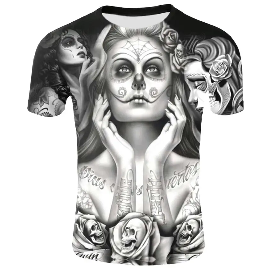 Хит продаж Мужская/Женская футболка 2019 летняя Новинка с 3D принтом маска Череп