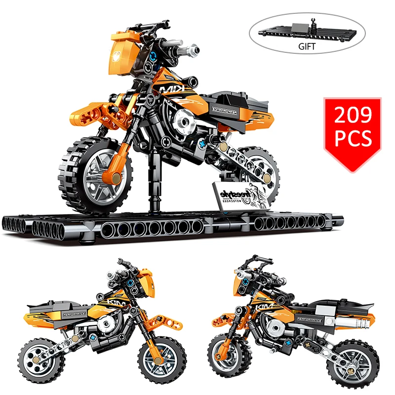 Строительные блоки городской транспорт техника мото крест двигатель гоночный