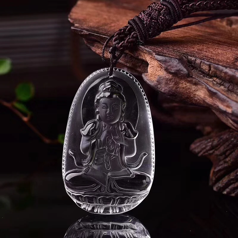 

Natural pure white crystal Dainichi Tathagata Pendant Necklace, a gift for peace and relaxation of chakra meditation for men and