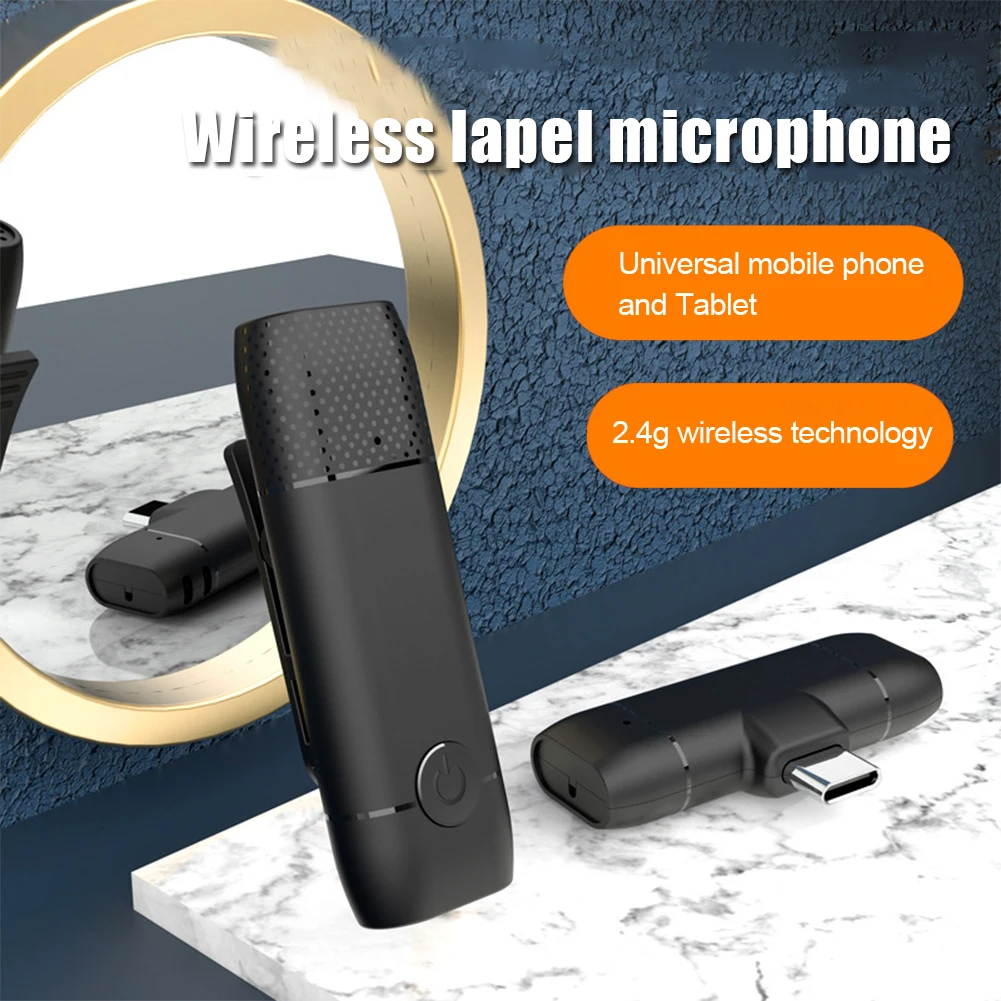 Wireless Lavalier Microphone Portable Mini Mic for iPhone Android Phone Youtubers Facebook Live Broadcast Type-C Clip Microfon |