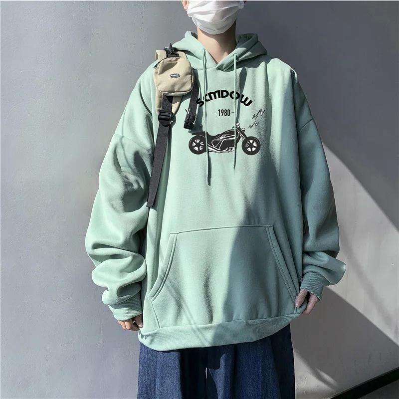 

Autumn And Winter Hooded Plus Fleece Sweater Men'S Trend Of Versatile Handsome Loose Casual Clothes