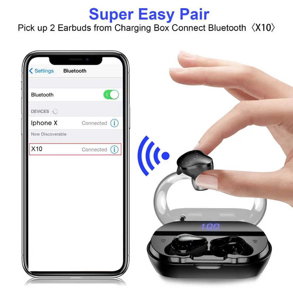 

Wireless TWS Bluetooth 5.0 Earphone With Charge Box LED Digital Display Sport Waterproof Bluetooth Headset HD Sound Earbuds Gift