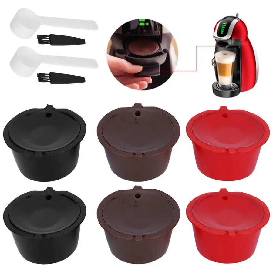 2 комплекта многоразовая перезаправляемая кофейная капсула фильтр чашки с ложка-кисточка Набор кафе инструменты для кофе машины для синтет...