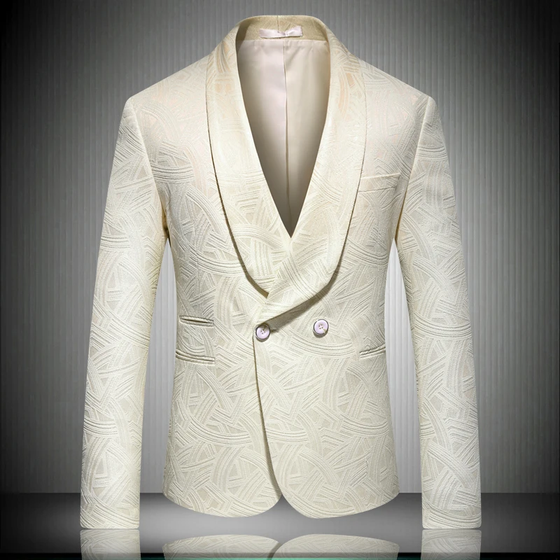 

High Quality Men Jacquard Suit Jacket Slim Design Men Business Blazer Coat Asian Size M L XL XXL 4XL 5XL Fashion Dress Suit Man