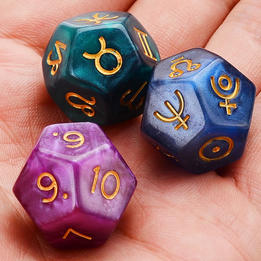 3 шт. 12 Сторон кубики смолы игральные кости Пинцет Астрология Карта Таро