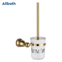 round toilet brush holder brushed gold finish bathroom cleaning holder solid brass toilet holder with glass cup