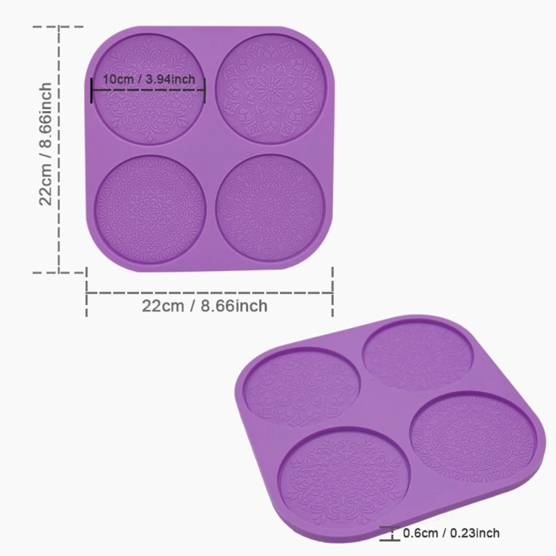 

DIY Mandala Flower Leaves Coaster Silicone Resin Mold Round Flower Coaster Epoxy Resin Silicone Casting Molds Craft Tool