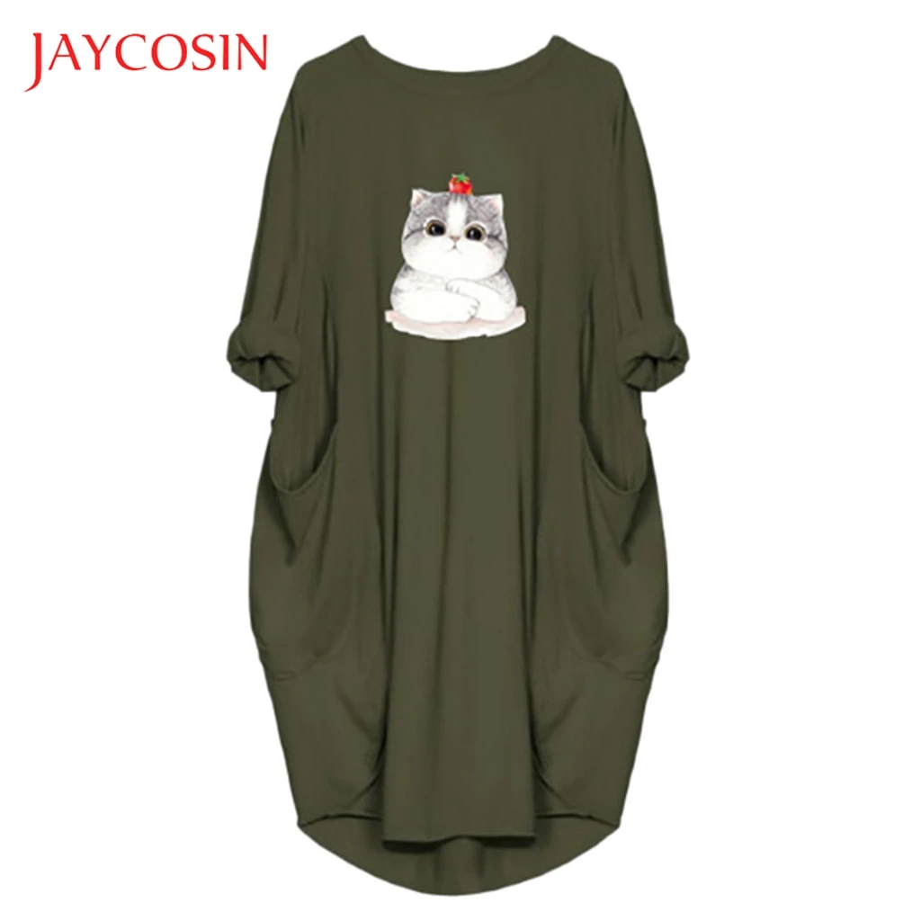 Платье Jaycosin женское с круглым вырезом свободное повседневное мешковатое принтом