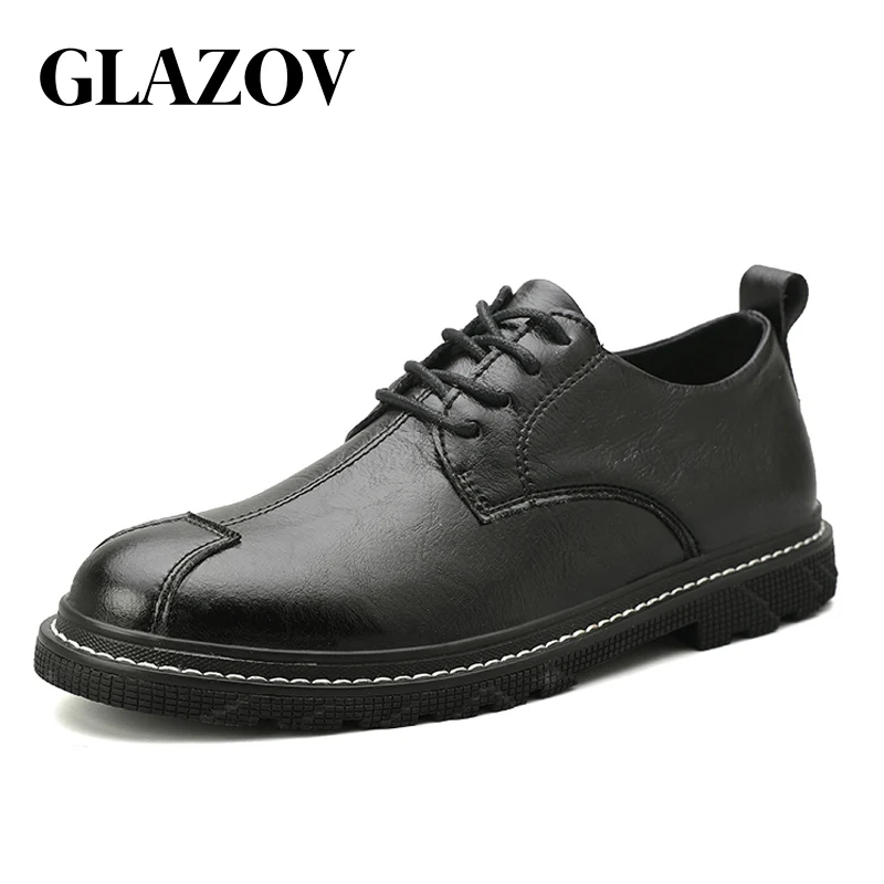 GLAZOV Fashion High Quality Men Shoes Casual For Spring Autumn Male Footwear Working Genuine Leather Oxfords | Обувь