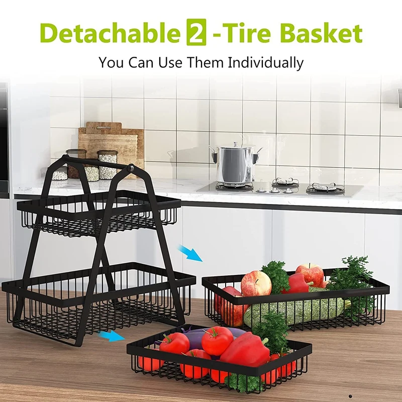 2-ярусная корзина для фруктов большая демонстрационная стойка съемная железная