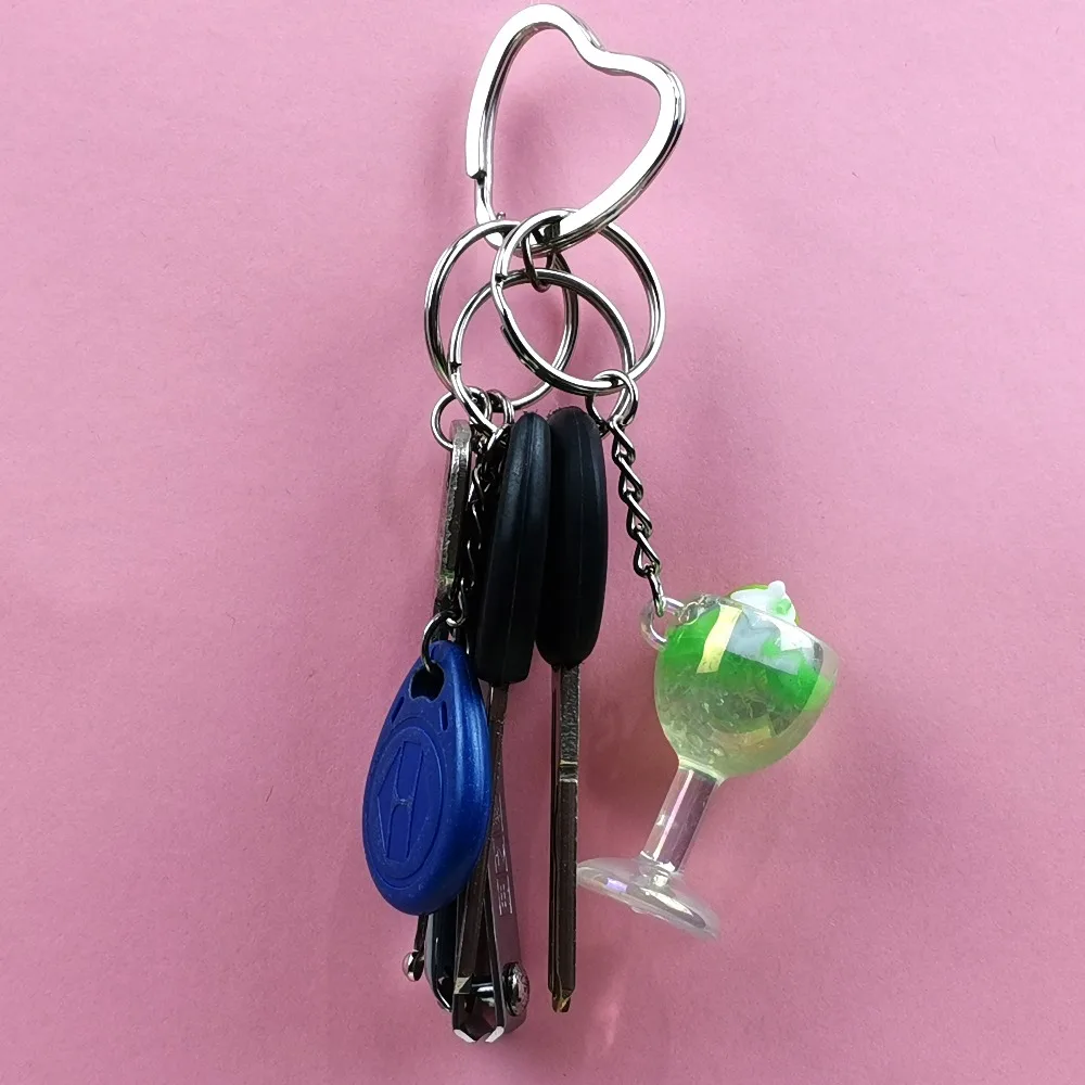 Acrylic Cute Keychain Ice Cream Pearl Milk Tea Drink Bottle Keyring Bag Pendant Couples Women Men Girl Gift Trinket Dropshipping