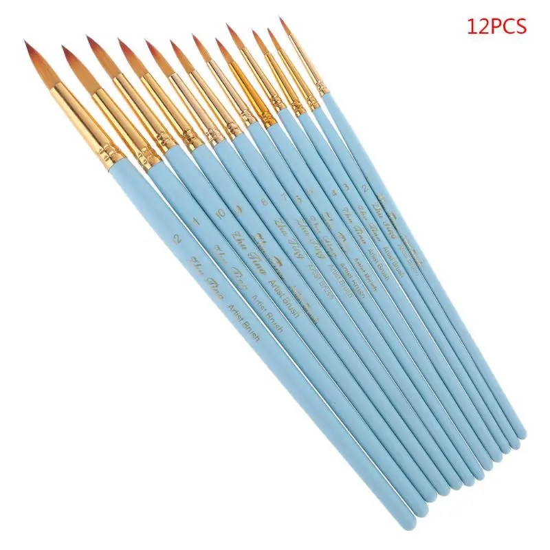 

12Pcs Round Pointed Spike Tip Oil Painting Brushes Nylon Hair Artists Watercolor Paintbrushes Set Different Size Fine Drawing Pe