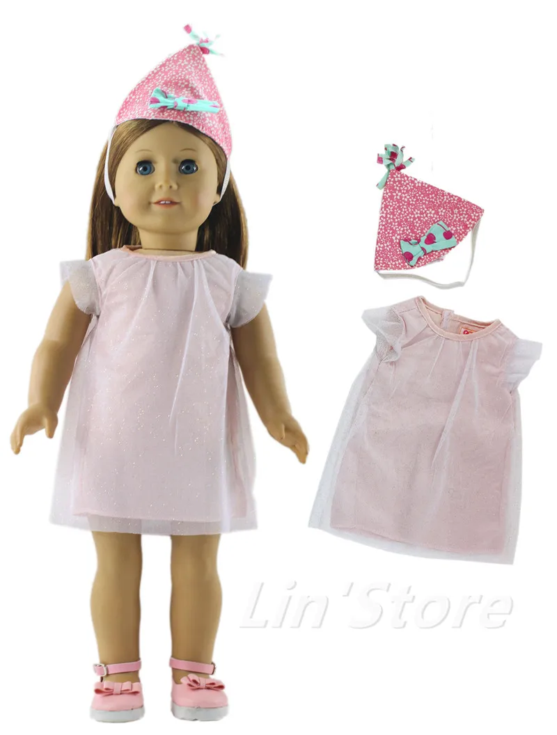 Костюм Куклы на день рождения платье + шляпа для 18 дюймов американская кукла
