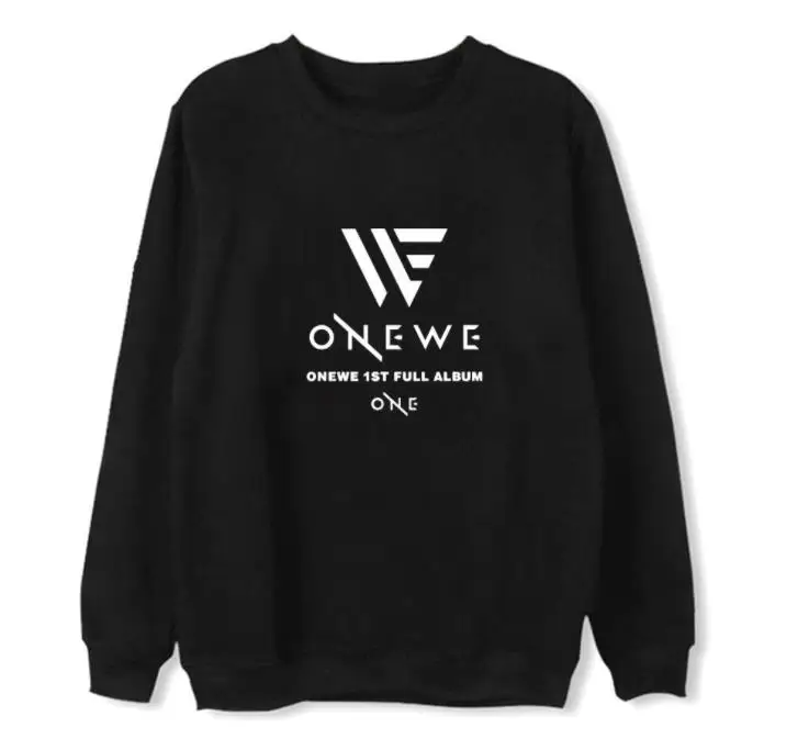 

New arrival kpop onewe first album same printing o neck pullover hoodies unisex fleece/thin loose sweatshirt 4 colors