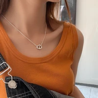 fmily minimalist 925 sterling silver creative geometric hollow pig nose necklaceretro hip hop clavicle chain for girlfriend gift