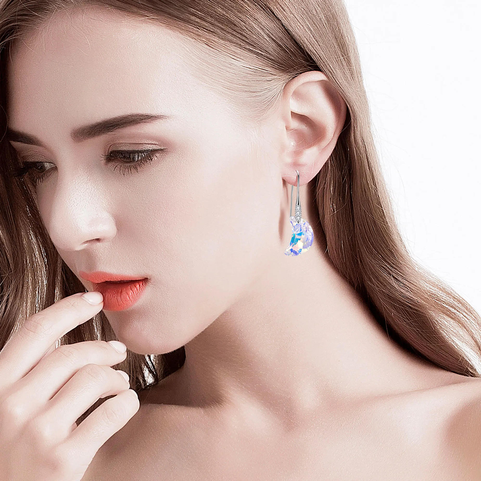 Кристаллы от Swarovski Moon Подвеска Висячие серьги новая мода Стерлинговое Серебро