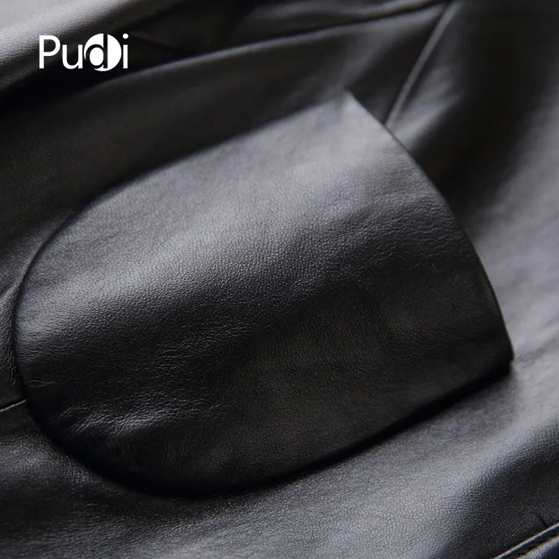 PUDI A22299 Новое модное осенне-зимнее пальто из натуральной овечьей кожи, Женское пальто из натуральной кожи, мотоциклетная куртка для отдыха