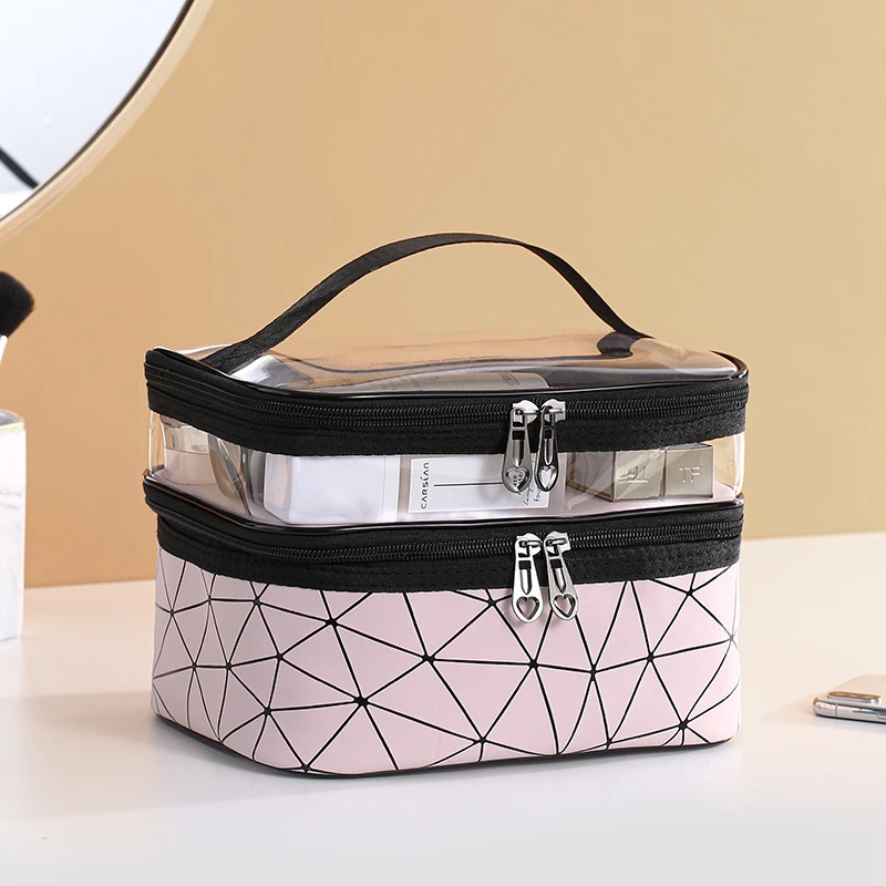 Multifunction Double Transparent Cosmetic Bag Women Make Up Case Big Capacity Travel Makeup Organizer Toiletry Beauty Storage | Багаж и