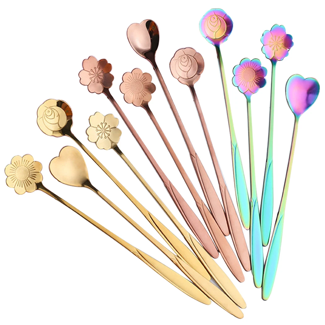 

Fashion Coffee Spoon Ice Cream Dessert Spoon Retro Cute Round Head Spoon Kitchen Gadget Decoration Kitchen Bar Utensils