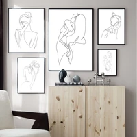 woman body one line drawing canvas painting abstract female figure art prints nordic minimalist poster bedroom wall art decor