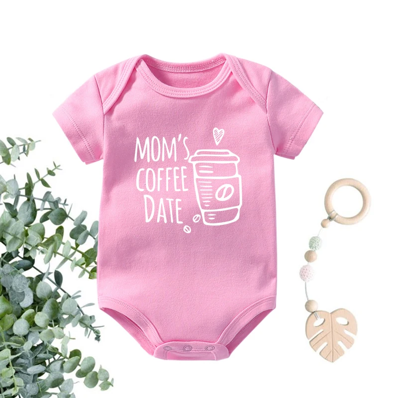 

Mom's Coffee Date Printed Baby Bodysuits Summer Cotton Boys Girls Short Sleeve Rompers Infant Baby Onesies Toddler Outfits