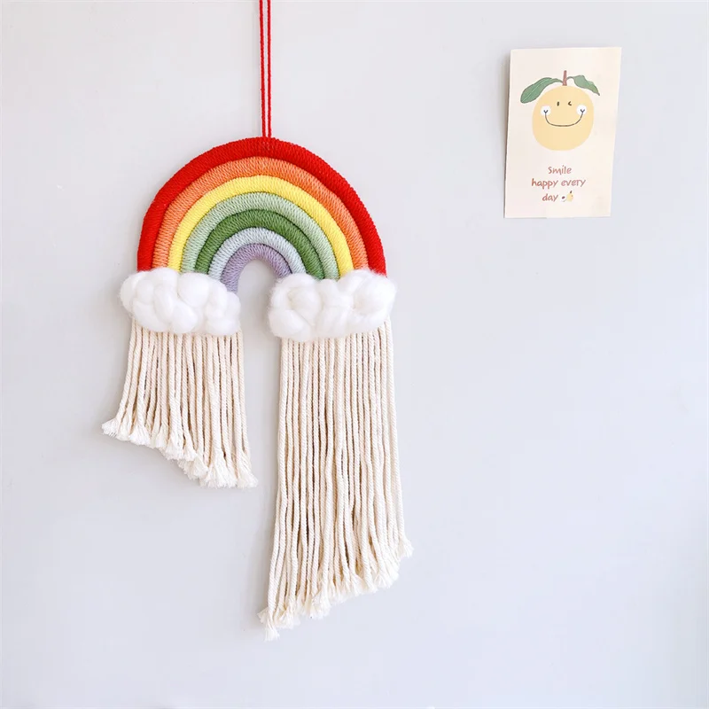 

Nordic Handmade Woven Rainbow Tassel Kids Room Wall Hanging Decoration Tapestry Nursery Boys Girls Room Ornament Accessories